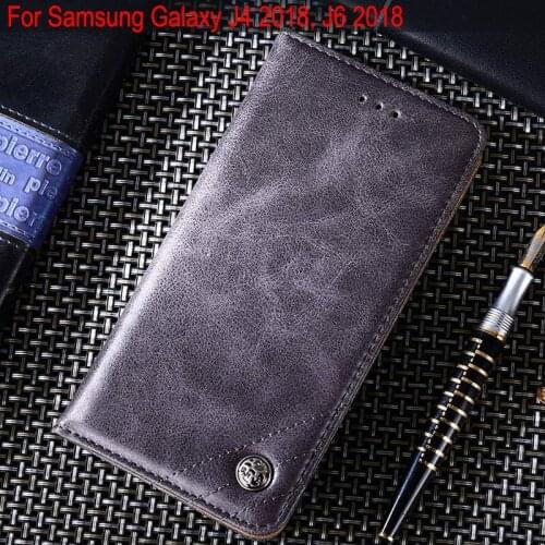 Case for Samsung Galaxy J4 J6 2018 coque Leather Flip cover Stand Card Slot Without magnets for Samsung J4 J6 2018 phone Cases
