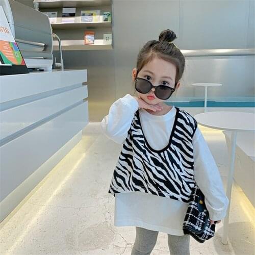 Girls Suits Sweatshirts +Vest Sets Kids 2021 Zebra Spring Autumn Teenagers Tracksuits Formal Outfits Sport Children Clothing Set
