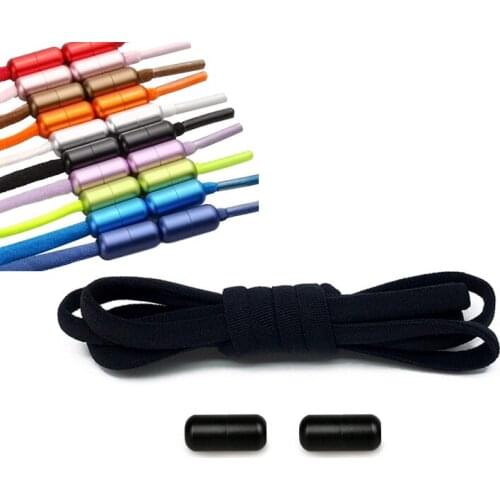 Elastic No Tie Shoelaces Metal Lock Shoe Laces For Kids Adult Sneakers Quick Shoelaces Semicircle Shoestrings Red Accessories