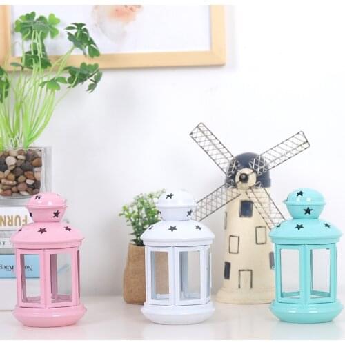 European Fashion Candlestick Vintage Decor Candle Holders Candelabro Blue Brief Decor Candlesticks Decorative Crafts