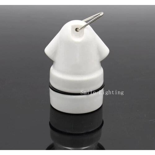 Porcelain Lamp Holder With 2 Cord Entrance For String Lights White Ceramic Light Fittings