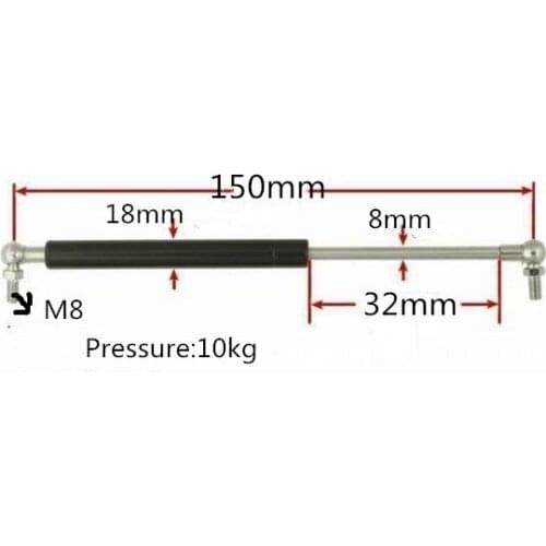 2pcs 150mm Hole Center Furniture Gas Spring 35mm Stroke 10Kg Force Ball Gas Strut Shock Spring 35mm x 150mm Gas Damper