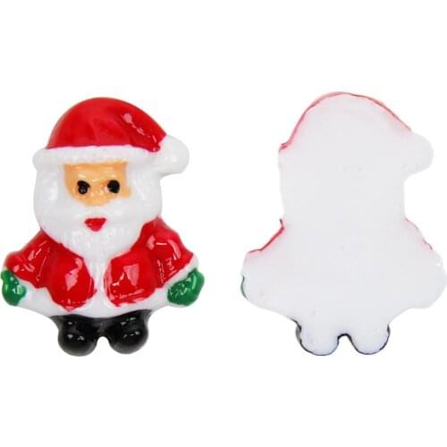 IBOWS New 10Pcs Resin Christmas Series Crafts Flatback Cabochon Scrapbooking Decorations Fit Hair Clips Embellishments Beads Diy