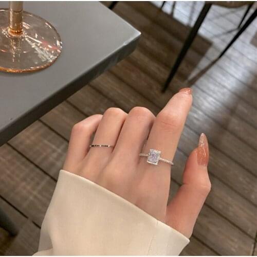 Classic Square Finer Ring AAAAA Zircon 925 sterling silver Party Wedding band Rings for Women Men Engagement Birthday Jewelry