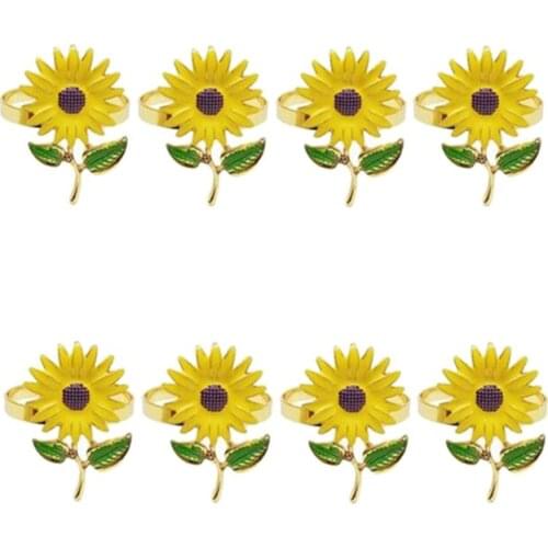 8Pcs/Lot Napkin Ring Sunflower Napkin Button Zinc Alloy Napkin Ring Towel Ring Wedding Table Decoration