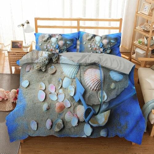 3D Beach Shell Starfish 220*240 Duvet Cover Bedding Set Summer Comforter Cover Euro King Bedspread Quilt Teens 135/150 Bed Decor