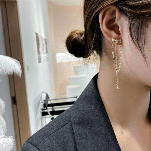 Korean Earrings Fashion Jewelry Statement Earrings Crystal Star Tassel Long Stud Earrings For Women Oorbellen Wholesale