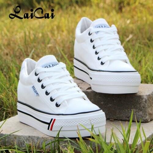 LaiCai Women Platform Sneakers Woman Wedge Casual Shoes Breathable Trainers Female Sneakers Woman Mesh Shoes Canvas Shoes