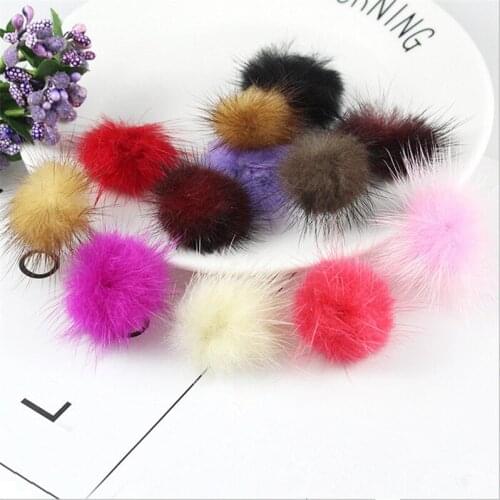 10pcs/lot 30mm Mink Fur Round Ball Hair Beads Connectors for Diy Phone Case Hairclip Shoe Hat jewelry Accessories Material