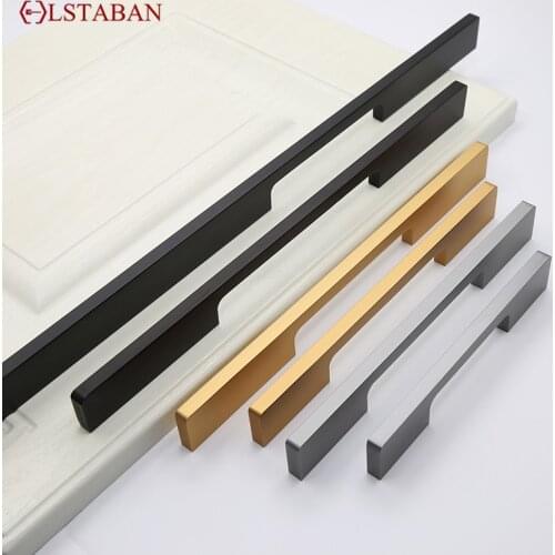 LSTABAN Modern Minimalist Wardrobe Bookcase Cabinet Gold Black Lengthened Aluminum Alloy Solid Handle Drawer Shoe Chest Knob