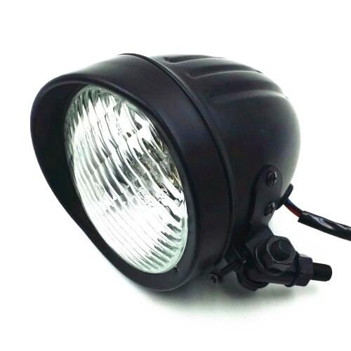 Motorcycle Black High Low Beam Headlight Clear Lens W/ Adjustable Mount Bracket For Harley Bobber Cruiser Chopper