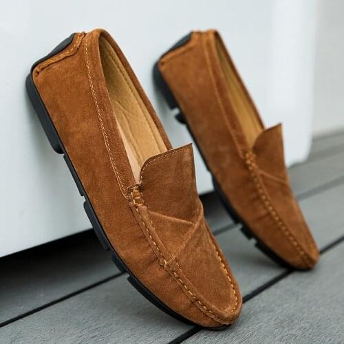 New Mens Shoes Casual Leather Loafers Fashion Lightweight Luxury Suede Shoes Soft Non-Slip Summer Driving Flats Mocasines Hombre