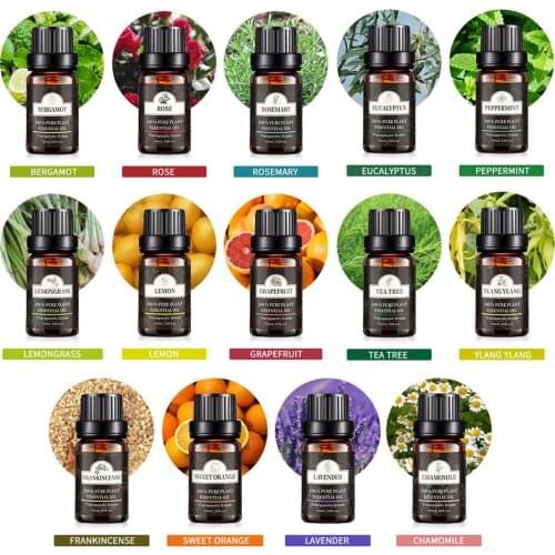 10ml Essential Oils Kits Peppermint Oil Jasmine Orange Natural Aroma Oil Body Massage Oil Multiple Fragrance Oil 14pcs