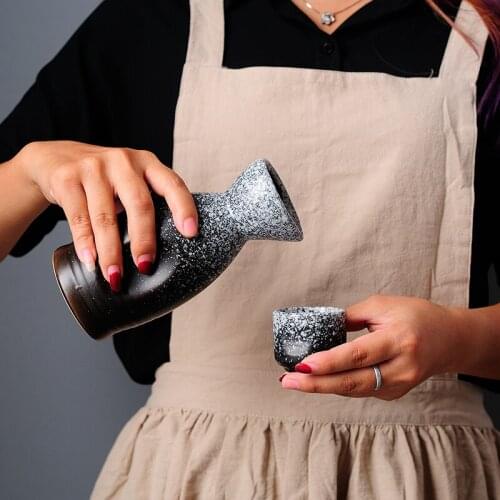 Japanese style retro style sake set household white wine ceramic liquor cup wine warmer pot drinking cup large wineware