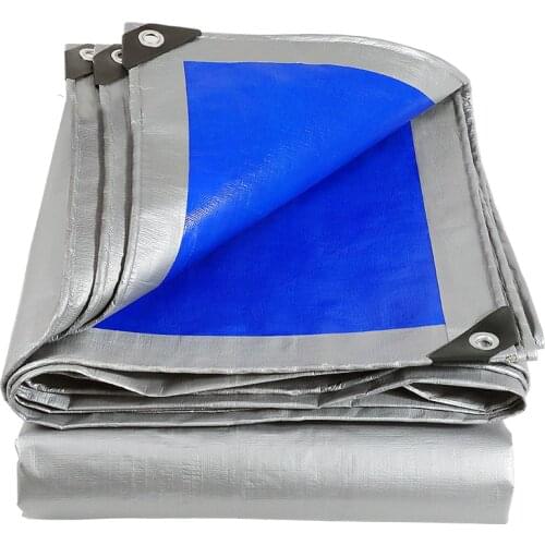 Silver-Blue 0.32mm PE Rainproof Cloth Truck Canopy Tarpaulin Outdoor Awning Garden Plant Waterproof Shade Cloth Pet House Cover