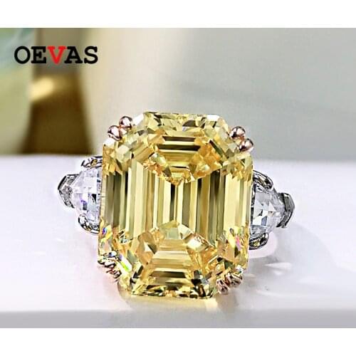 OEVAS 100% 925 Sterling Silver Sparkling 13*16mm Pink Yellow High Carbon Diamond Fine Jewelry Wedding Party Fine Jewelry Gifts