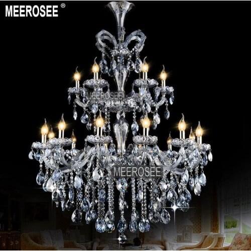Wholesale Price Light Blue Maria Theresa Large Crystal Chandelier Light Crystal Lighting Fitting lustres pendentes 18 Lamps