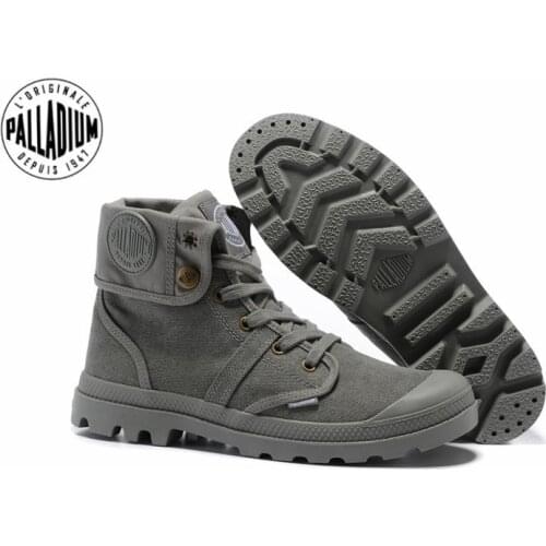 PALLADIUM Pallabrouse All Grey Sneakers Men High-top Military Ankle Boots Canvas Casual Shoes Men Casual Shoes Eur Size 36-45
