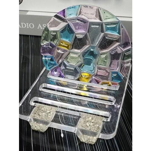 5PCS/1 Set Coaster+Base Stand Epoxy Resin Mold Cup Mat+Storage Rack Silicone Mould DIY Crafts Ornaments Making Tool