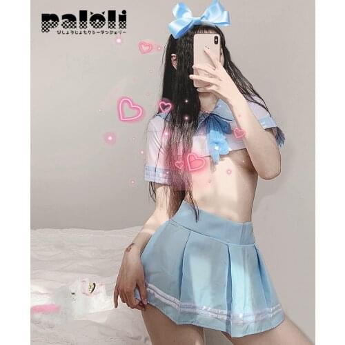 Paloli Plus Size School Girl Japanese Costume Babydoll Women Sexy Student Uniform with Miniskirt Lingerie Cheerleader Uniform