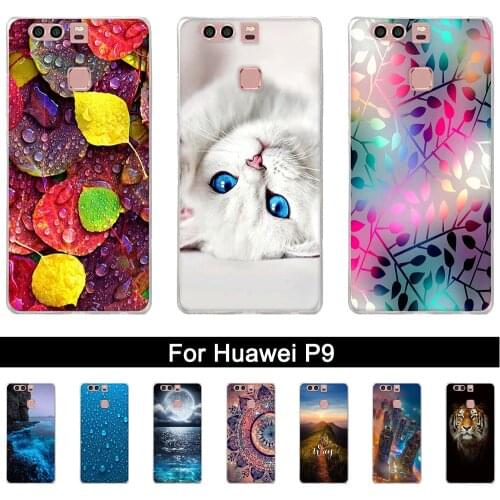 Silicone Case For Huawei P9 Case Back Cover For Huawei P9 EVA-L09 EVA-L19 EVA-L29 5.2 inch Phone Cases Painted Soft TPU Covers