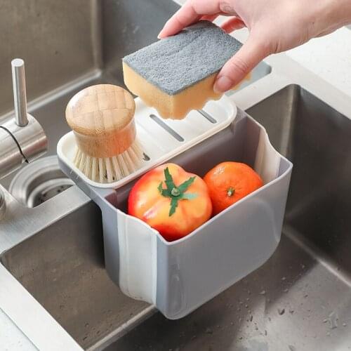 Foldable Silicone Sink Strainer Kitchen Tools Drain Basket Hanging Basket Kitchen Vegetable Leaf Box Basket Hollow Sink Filter