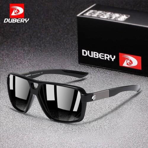 DUBERY New Square Polarized Sunglasses Men Fashion Glasses Frame Brand Designer Black Mirror Driving Shades 100% UV Protection