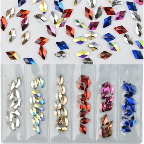 Swarovsky 6Grid Mix 3D Flatback Glass Nail Rhinestones Diamond Rectangle Crystals Stones Charms Gem Nails Art Decorations