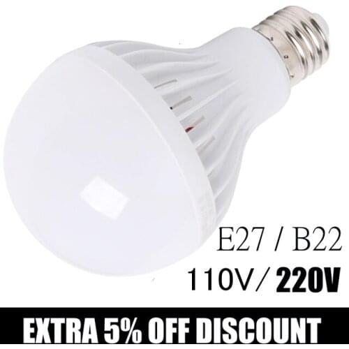LED Bulb Light 3W 5W 7W 9W 12W 15W AC 110V~220V 240V E27 LED Bulb Lamp Smart IC Real Power Cold White/Warm White Lamp