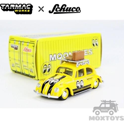 Tarmac Works x Schuco 1:64 VW Beetle Mooneyes w/Roof Rack & Suitcases Diecast Model Car