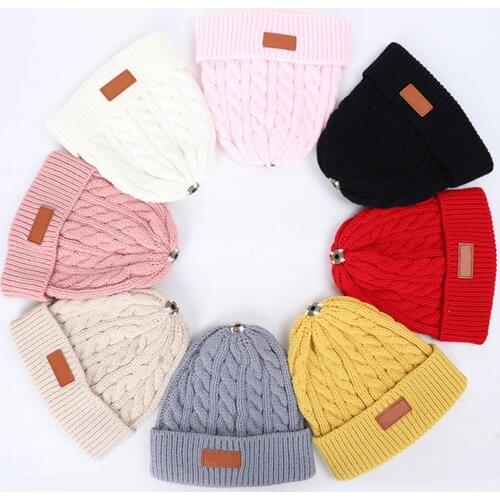 Warm Knitted Beanie Hat Women Winter Beanie Women Fashion Baby Unisex Autumn Winter Knitted Pompom Beanie Cap Warm Thicken Hats