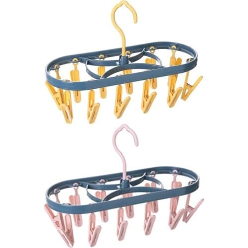 Windproof 12 Clip Clothes Hanger Dryer Multi-functional Drying Rack Underwear