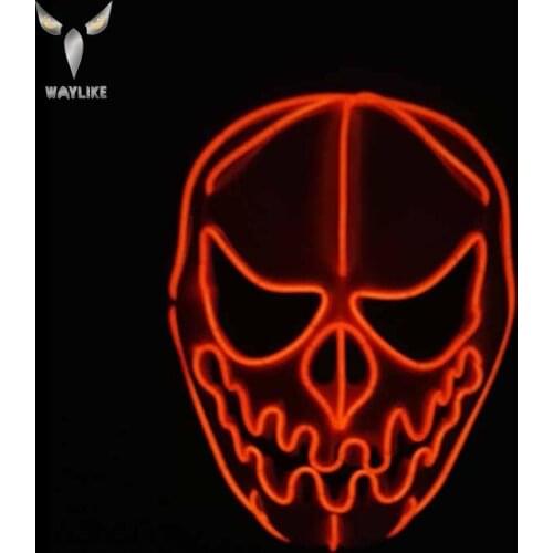 WAYLIKE Halloween Pumpkin Head Led Cold Light Line Luminous Mask Party Costume Mask Horror Carnival Cosplay Party Props