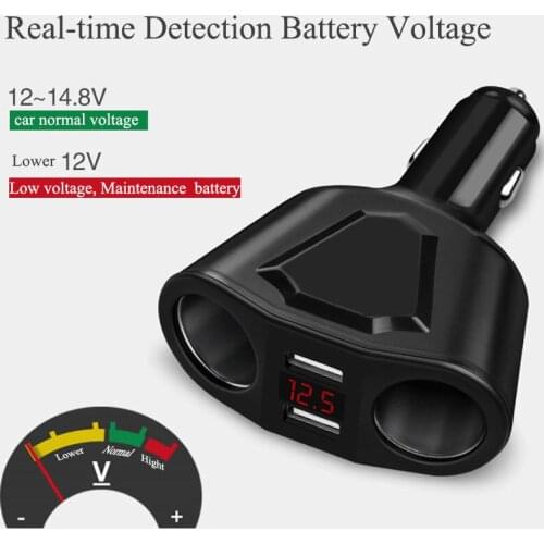 Car Cigarette Lighter Socket Dual USB Car Charger 3.1A 120W 12V-24V USB Phone Charger Car Accessories with Voltage LED Display