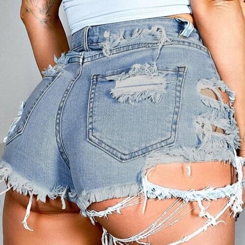 Women Summer Pants Ripped Distressed Jeans Slim Hole Shorts Pants Short Temperament Street Style Tassel Jeans Feminino Jeans