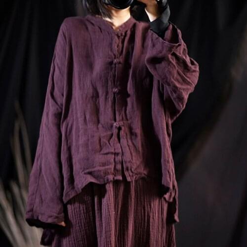 Women Loose Irregular Length Vintage Linen Jacekts Ladies Loose Spring Autumn Coat Female Retro Outerwear Coat