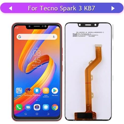 For Tecno Spark3 Spark 3 KB7 LCD Display Touch Screen Digitizer Glass Panel Complete Assembly Replacement