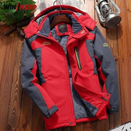 Winter Mens Outdoor Hiking Jacket Fleece Liner Thick Warm Hoody Windbreaker Overcoat Plus Size 9XL Camping Jacket Outwear Coats