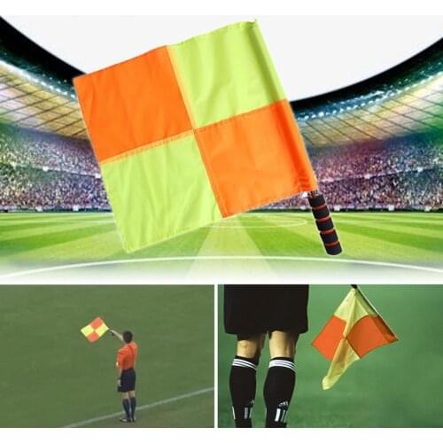 1 Pair Referee Flag Exquisite Easy to Use Stainless Steel Tube Soccer Judge Linesman Flag Football Referee Tool