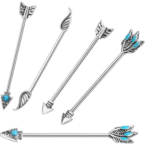 1Pair Retro Style Industrial Cartilage Earring Long Ear Plugs Tragus Stainless Steel Anti-allergic Body Piercing Jewelry Women