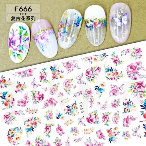 1PCS Butterfly Rose Flower Nail Sticker Halloween Funny Ghost Nail Slider Starfish Shell Sexy Girl Self Adhesive Nail Sticker