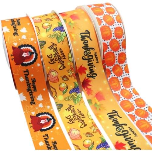10 Yards 2" 50MM Thanksgiving Printed Grosgrain Ribbons For Hair Bows DIY Handmade Materials Y2020102002