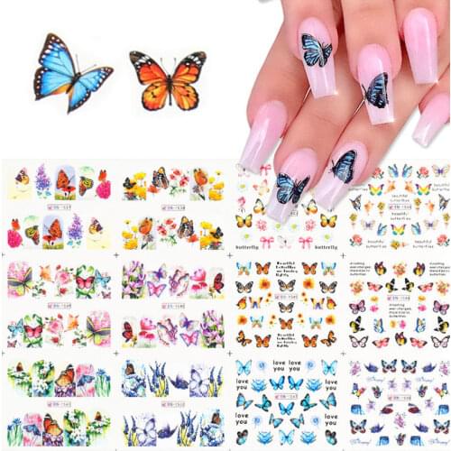 12 types Summer Fruit Leaf Design Water Transfer Nail Applique Applique Animal/butterfly/flower Pattern Transfer Nail Tattoo Art