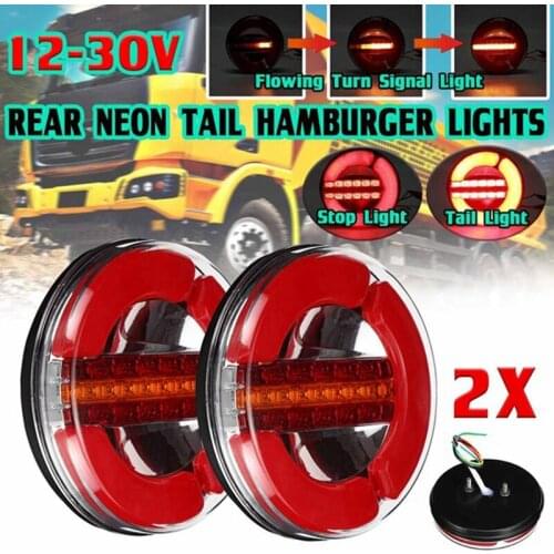 2X Dynamic LED Trailer Truck Tail Light Strobe Brake Lights DRL Turn Signal Lamp for Car Boat Bus Van Caravan Taillight