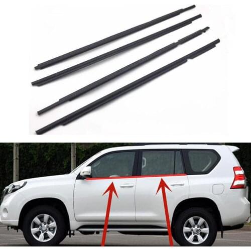 4Pcs/set Car Exterior Window Weatherstrips Seal Belt Accessories for Toyota Land Cruiser Prado 2003-2009 2010-2018 Exterior Trim