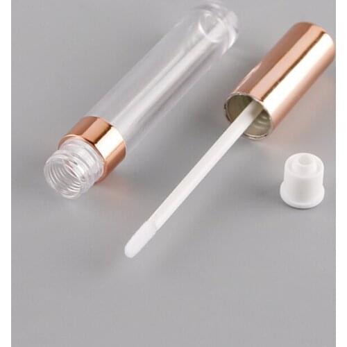 5/50pcs 6ml Clear AS Lip Gloss Bottle with Rose Gold Cap Empty Round Lipgloss Tube High Grade DIY Lipgloss Packing Container