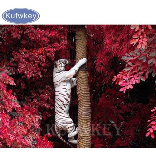 5d DIY Diamond Painting square Diamond Embroidery white tiger picture Painting rhinestones mosaic pattern decoration