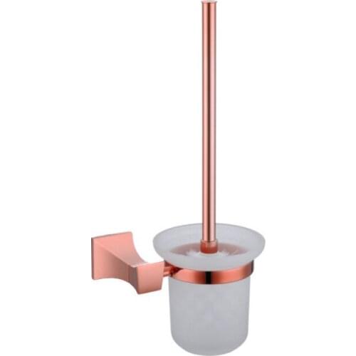 Free shipping Rose gold square design toilet brush holder