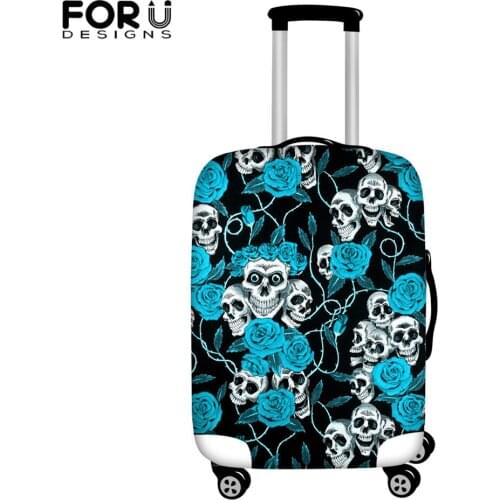 FORUDESIGNS Sugar Skull With Rose Flower Print Luggage Case Suitcase Protective Cover Thicker Travel Accessories Case Dust Cover