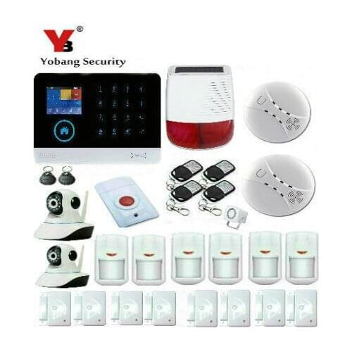 Yobang Security Wifi GSM GPRS Home Burglar Alarm Security System Intruder Alarm System With Solar Power Siren Indoor IP Camera